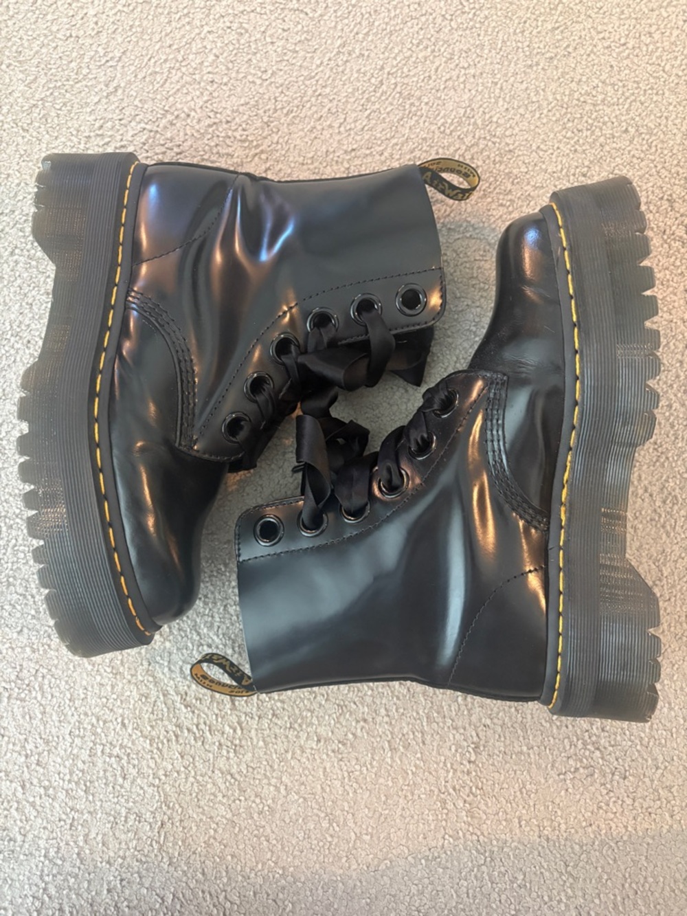 Dr. Martens Black Leather Molly Platform Boots